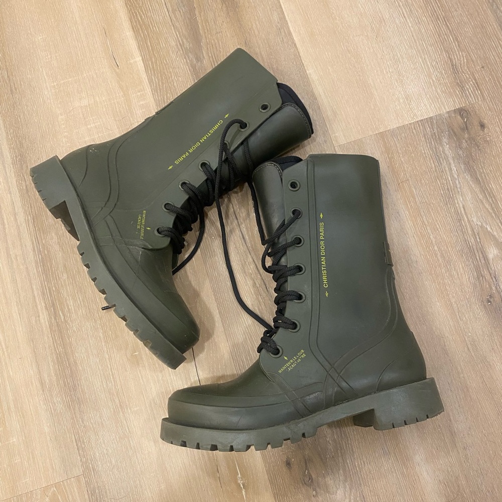 Dior rubber camp army green boots